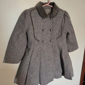 Vintage Rothschild Gray Double-Breasted Pea Coat for Kids